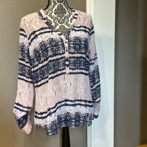 a.n.a Pink and Blue Striped Blouse